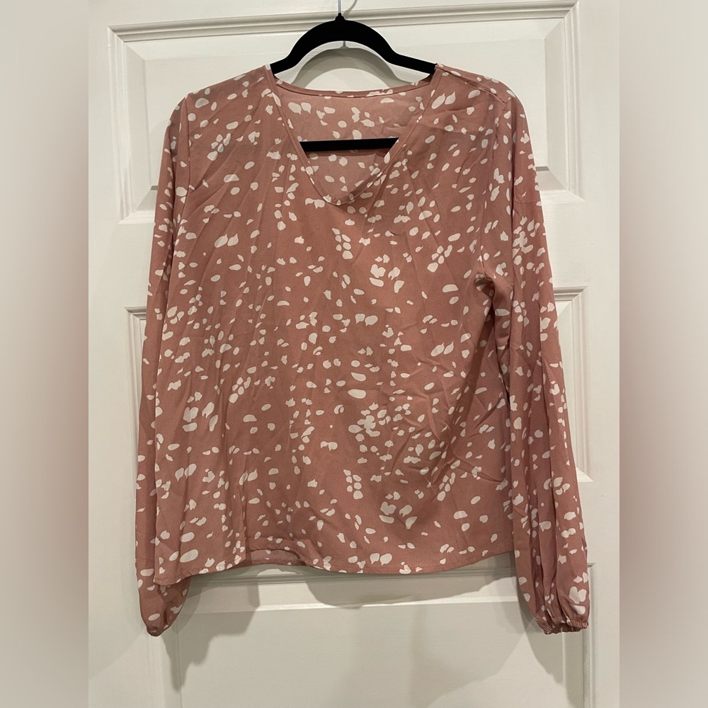 SHEIN- Pink & White Blouse- Size Large